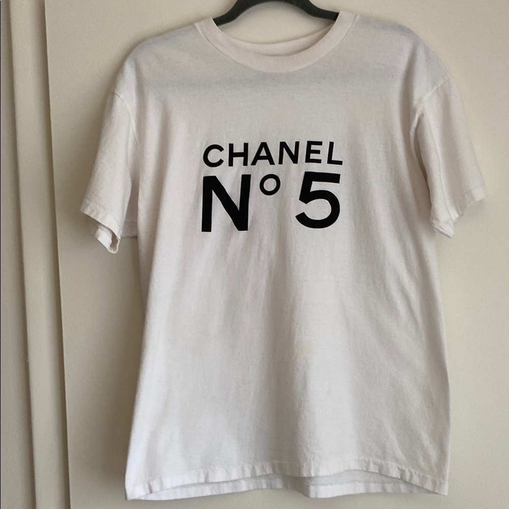 CHANEL No. 5 White Tee with Black Print